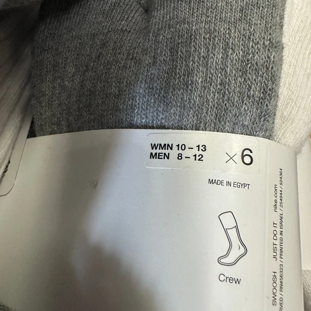 Nike Everyday Cushion Crew Socks Mens 8-12 Gray White, Black 12 Pairs NEW